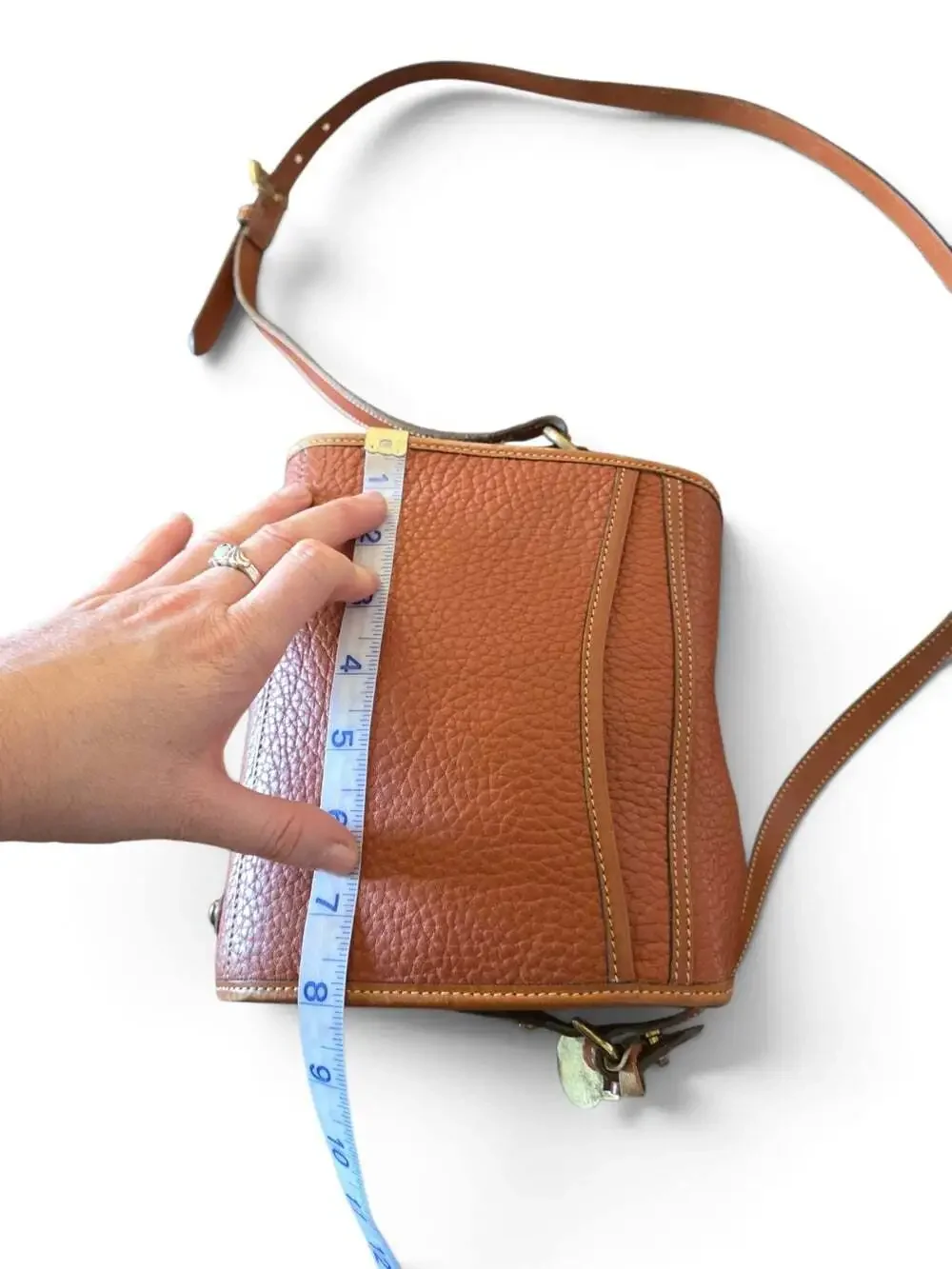 Vintage Dooney & Bourke Essex Crossbody Bag Tan All Weather Leather Made USA